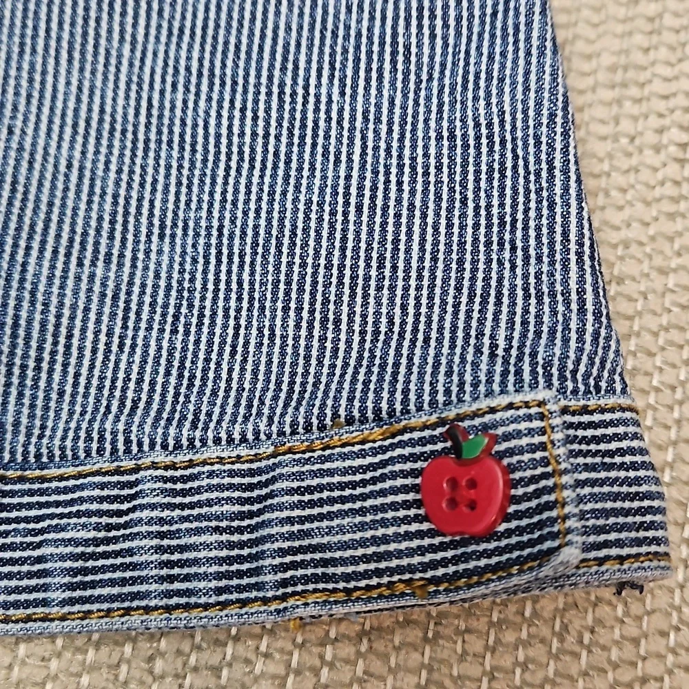 Gymboree Girls Railroad Stripe Denim Skirt Apple Buttons Size 5T Back to School